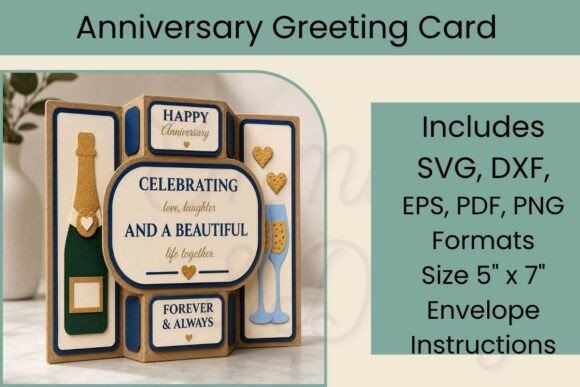 Download Anniversary Card 3D Template SVG - Anniversary Collection