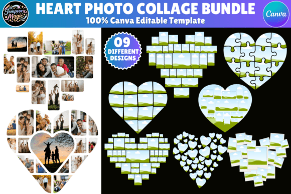 Download Heart Photo Collage Editable Template - Editable template Collection